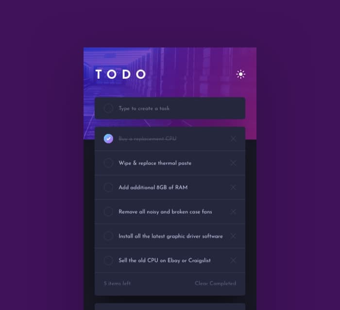 Todo project screenshot